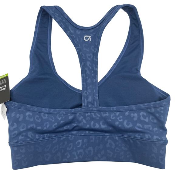 GapFit Eclipse Blue Leopard Print Sports Bra XS NWT Medium Support - Picture 2 of 9
